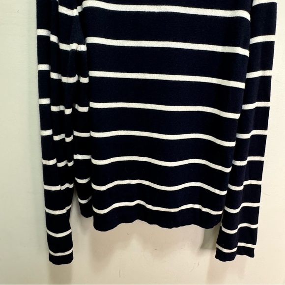 Tommy Hilfiger Blue Striped Wool Cashmere Angora Rabbit Hair Vneck Sweater Large - Picture 9 of 11